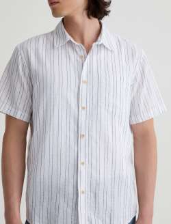 Wesley Short Sleeve Shirt Micro Blue/White Stripe Relaxed Button-Up Shirt MENS TOPS Photo 3