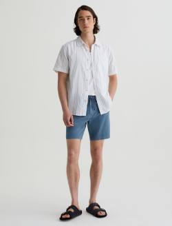 Wesley Short Sleeve Shirt Micro Blue/White Stripe Relaxed Button-Up Shirt MENS TOPS Photo 5