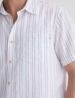 Wesley Short Sleeve Shirt Micro Blue/White Stripe Relaxed Button-Up Shirt MENS TOPS Photo 6