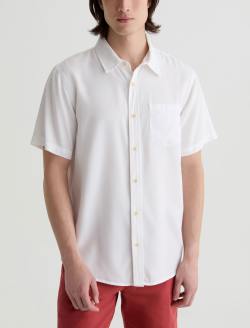Wesley Short Sleeve Shirt Sandy White Relaxed Button-Up Shirt MENS TOPS Photo 2