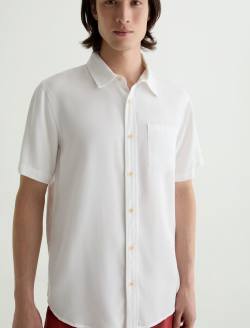 Wesley Short Sleeve Shirt Sandy White Relaxed Button-Up Shirt MENS TOPS Photo 3