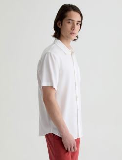 Wesley Short Sleeve Shirt Sandy White Relaxed Button-Up Shirt MENS TOPS Photo 4