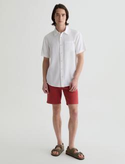 Wesley Short Sleeve Shirt Sandy White Relaxed Button-Up Shirt MENS TOPS Photo 5