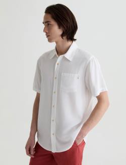Wesley Short Sleeve Shirt Sandy White Relaxed Button-Up Shirt MENS TOPS Photo 7