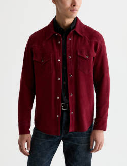 Elias Shirt Jacket Cherry Swing Relaxed Suede Western Overshirt MENS TOPS Photo 2