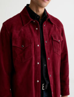 Elias Shirt Jacket Cherry Swing Relaxed Suede Western Overshirt MENS TOPS Photo 3
