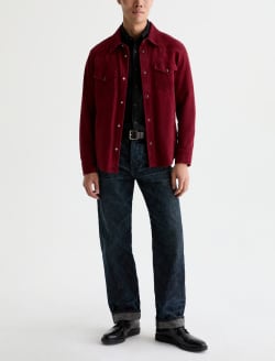 Elias Shirt Jacket Cherry Swing Relaxed Suede Western Overshirt MENS TOPS Photo 5