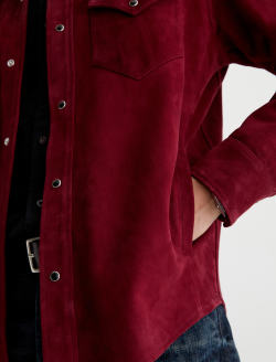 Elias Shirt Jacket Cherry Swing Relaxed Suede Western Overshirt MENS TOPS Photo 6