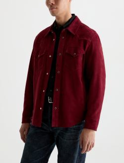 Elias Shirt Jacket Cherry Swing Relaxed Suede Western Overshirt MENS TOPS Photo 7