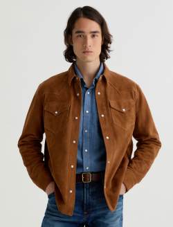Elias Suede Shirt Jacket Canyon Amber Suede Relaxed Western Shirt Jacket MENS TOPS Photo 2