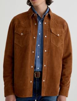 Elias Suede Shirt Jacket Canyon Amber Suede Relaxed Western Shirt Jacket MENS TOPS Photo 3