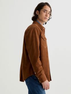 Elias Suede Shirt Jacket Canyon Amber Suede Relaxed Western Shirt Jacket MENS TOPS Photo 4