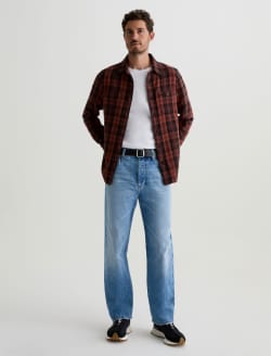 Mason Work Shirt Burgundy Multi Classic Button Up MENS TOPS Photo 5