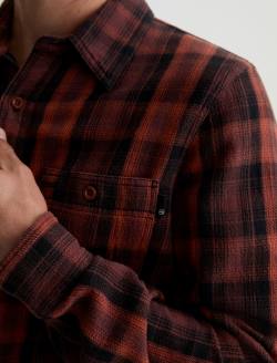 Mason Work Shirt Burgundy Multi Classic Button Up MENS TOPS Photo 6
