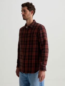 Mason Work Shirt Burgundy Multi Classic Button Up MENS TOPS Photo 7