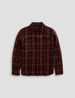Mason Work Shirt Burgundy Multi Classic Button Up MENS TOPS Photo 1