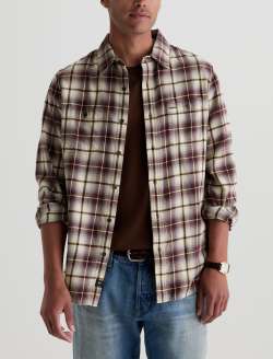 Mason Work Shirt Purple Multi Classic Button Up MENS TOPS Photo 2
