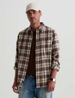 Mason Work Shirt Purple Multi Classic Button Up MENS TOPS Photo 7