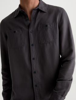 Mason Work Shirt Evening Smoke Easy Linen Button Down MENS TOPS Photo 3