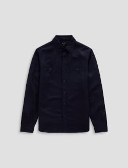 Mason Work Shirt True Black Riff Wave Stripe Easy Linen Button Down MENS TOPS Photo 1