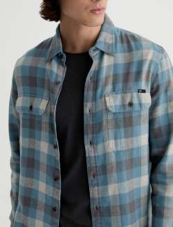 Curtis Work Shirt Blue Multi Utility Linen Button Down MENS TOPS Photo 3