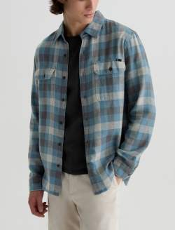 Curtis Work Shirt Blue Multi Utility Linen Button Down MENS TOPS Photo 7
