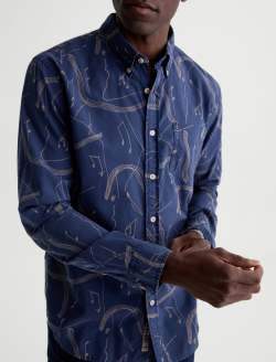 Dean Oxford Shirt Ink Note Drift Classic Button Down MENS TOPS Photo 3