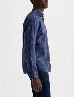 Dean Oxford Shirt Ink Note Drift Classic Button Down MENS TOPS Photo 4