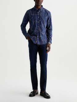 Dean Oxford Shirt Ink Note Drift Classic Button Down MENS TOPS Photo 5