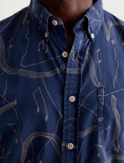 Dean Oxford Shirt Ink Note Drift Classic Button Down MENS TOPS Photo 6