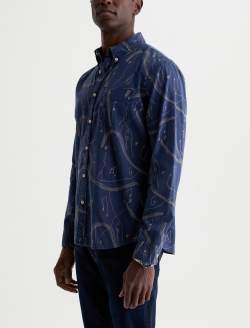Dean Oxford Shirt Ink Note Drift Classic Button Down MENS TOPS Photo 7