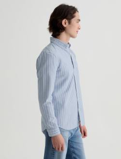 Dean Oxford Shirt Blue/White Stripe Classic Button Down MENS TOPS Photo 4