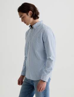 Dean Oxford Shirt Blue/White Stripe Classic Button Down MENS TOPS Photo 7