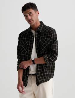 Huston Western Shirt Black Multi Snap Front Top MENS TOPS Photo 7