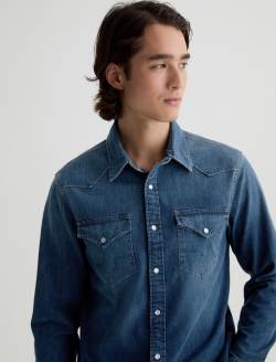 Huston Western Shirt Dawn Sky Snap Front Top MENS TOPS Photo 3