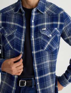 Huston Western Shirt Blue Multi Snap Front Top MENS TOPS Photo 3