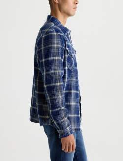Huston Western Shirt Blue Multi Snap Front Top MENS TOPS Photo 4