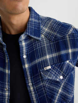 Huston Western Shirt Blue Multi Snap Front Top MENS TOPS Photo 6