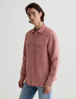 Huston Western Shirt Adobe Clay Linen Snap Front Top MENS TOPS Photo 7