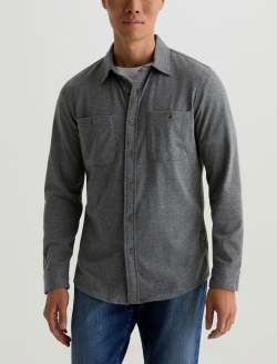 Wayne Work Shirt Heather Grey Utility Button Down MENS TOPS Photo 2