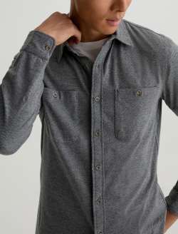 Wayne Work Shirt Heather Grey Utility Button Down MENS TOPS Photo 3