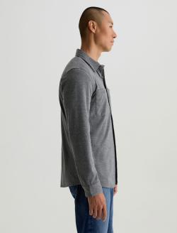 Wayne Work Shirt Heather Grey Utility Button Down MENS TOPS Photo 4