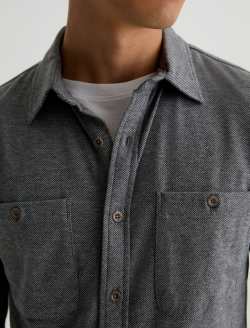 Wayne Work Shirt Heather Grey Utility Button Down MENS TOPS Photo 6