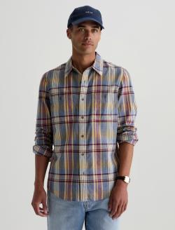 Wayne Work Shirt Blue Multi Utility Button Down MENS TOPS Photo 2