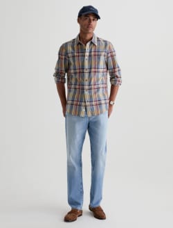 Wayne Work Shirt Blue Multi Utility Button Down MENS TOPS Photo 5