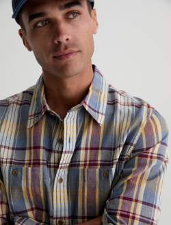 Wayne Work Shirt Blue Multi Utility Button Down MENS TOPS Photo 6