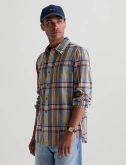 Wayne Work Shirt Blue Multi Utility Button Down MENS TOPS Photo 7