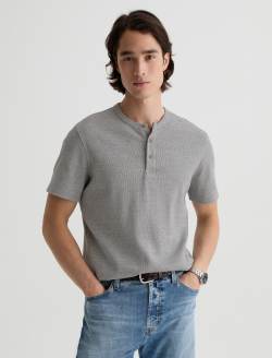 Bryce Short Sleeve Henley Heather Grey Classic Pullover MENS TOPS Photo 2