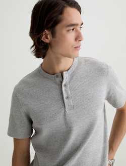 Bryce Short Sleeve Henley Heather Grey Classic Pullover MENS TOPS Photo 3
