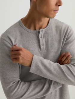 Bryce Long Sleeve Henley Heather Grey Classic Henley MENS TOPS Photo 3